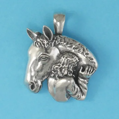 Microsculptures 1344 Girl with Horse Silver Pendant