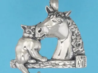 Microsculptures 1345 Cat with Horse Silver Pendant