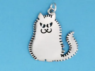 Microsculptures 1348 Furry Cat Silver Charm