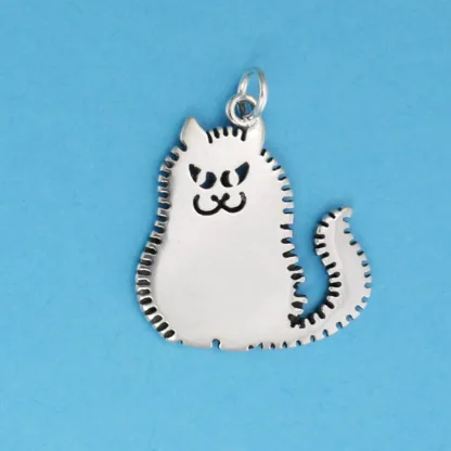 Microsculptures 1348 Furry Cat Silver Charm