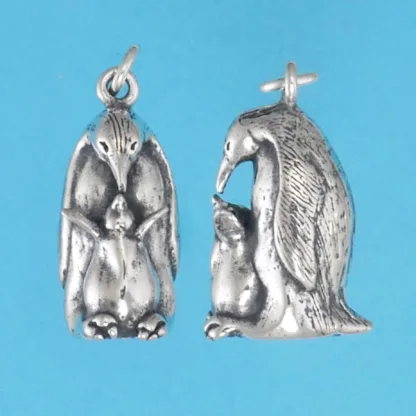 Microsculptures 1349 Penguin & Chick Silver Pendant