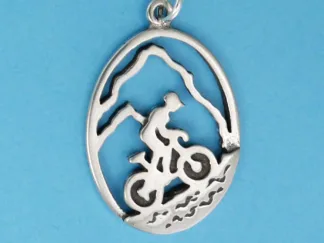Microsculptures 1357 Mountain Biker Silver Charm