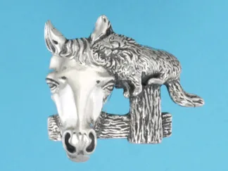 Microsculptures 1365 Cat with Horse Silver Pendant