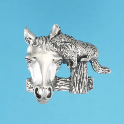 Microsculptures 1365 Cat with Horse Silver Pendant