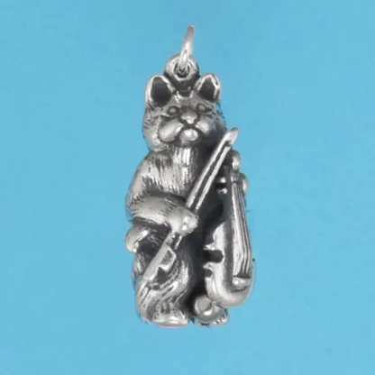 Microsculptures 1373 Cat & Fiddle Silver Charm