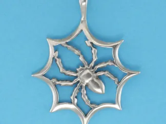 Microsculptures 1374 Spider In Web Silver Pendant