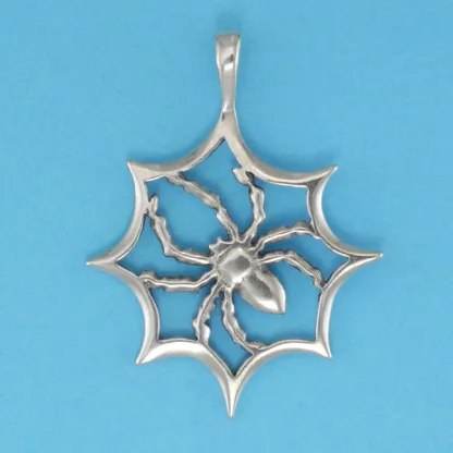 Microsculptures 1374 Spider In Web Silver Pendant