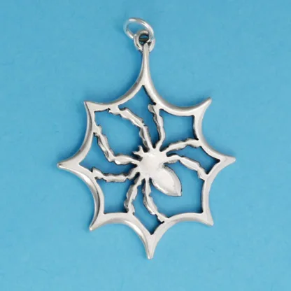 Microsculptures 1375 Spider In Web Silver Charm