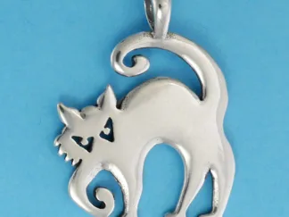 Microsculptures 1380 Halloween Cat Silver Pendant