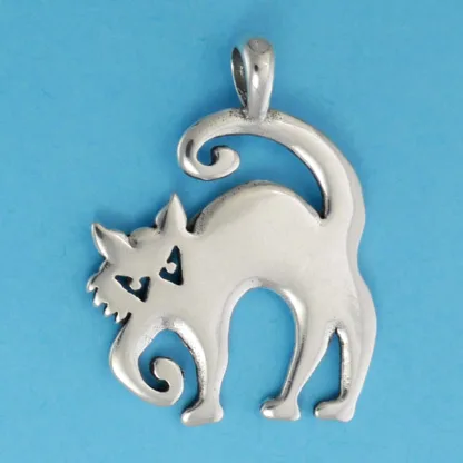 Microsculptures 1380 Halloween Cat Silver Pendant