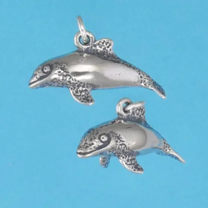 Microsculptures 1415 Commerson's Dolphin Silver Charm