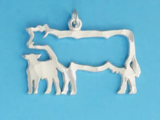 Microsculptures 1425 Cow & Calf Silver Charm