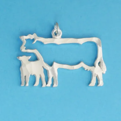 Microsculptures 1425 Cow & Calf Silver Charm