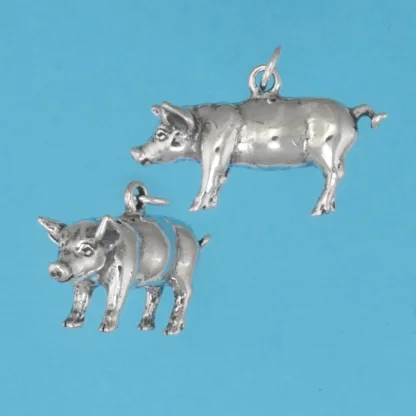 Microsculptures 1428 Hog Silver Charm