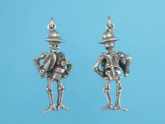 Microsculptures 1434 Gardening Skeleton Silver Charm