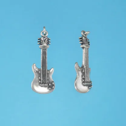 Microsculptures 1438 Electric Guitar Silver Charm