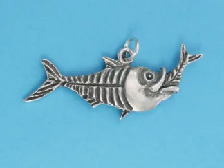 Microsculptures 1449 Fish Eat Fish Fossil Silver Charm