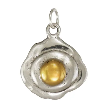 Microsculptures 1466 Fried Egg Silver Charm
