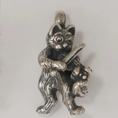 Microsculptures 1491 Cat & Fiddle Silver Pendant