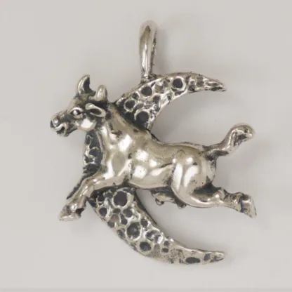 Microsculptures 1492 Cow Jumped Over the Moon Silver Pendant