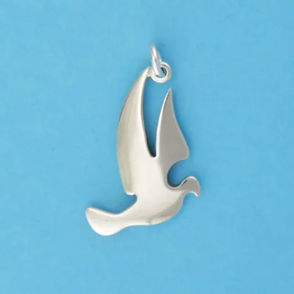 Microsculptures 0255 Landing Dove Silver Charm