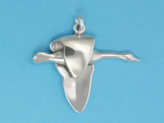 Microsculptures 0272 Goose In Flight Silver Pendant