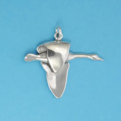 Microsculptures 0272 Goose In Flight Silver Pendant