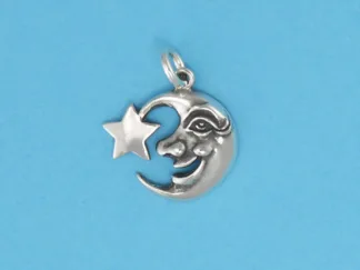 Microsculptures 0273 Moon Face with Star Silver Charm