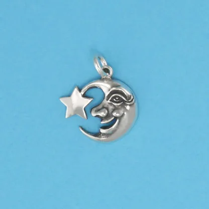 Microsculptures 0273 Moon Face with Star Silver Charm