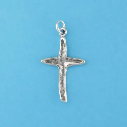 Microsculptures 0282 Carved Cross Silver Charm
