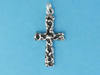 Microsculptures 0283 Textured Cross Silver Charm
