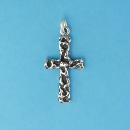 Microsculptures 0283 Textured Cross Silver Charm