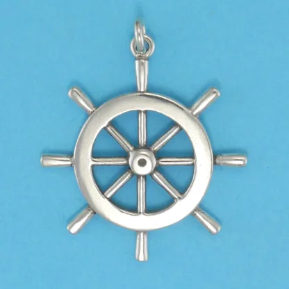 Microsculptures 0321 Ship Wheel Silver Pendant