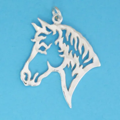 Microsculptures 0355 Horse Head Silver Pendant