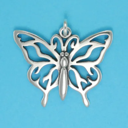 Microsculptures 0358 Complex Wing Butterfly Silver Pendant