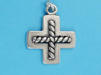 Microsculptures 0360 Greek Cross with Wire Twist Silver Charm