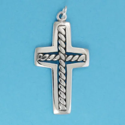Microsculptures 0367 Twisted Wire Cross Silver Charm
