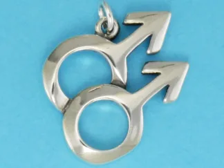 Microsculptures 0411A Double Male Symbol Silver Charm