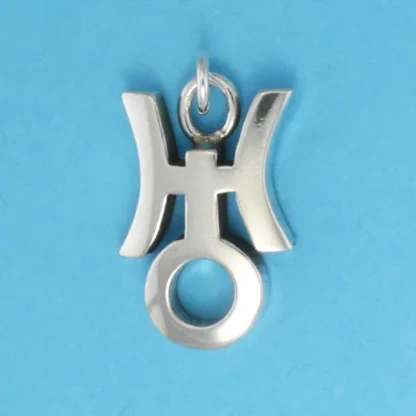 Microsculptures 0414 Uranus Symbol Silver Charm