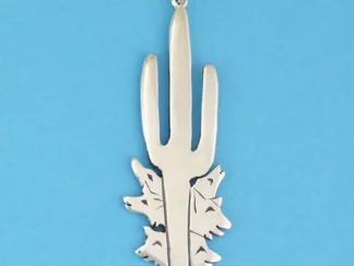 Microsculptures 0429 Saguaro & Coyotes Silver Pendant
