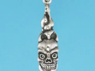 Microsculptures 0454 Flaming Skull Silver Pendant