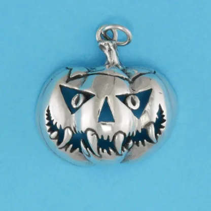 Microsculptures 0473 Jack O'Lantern Silver Pendant