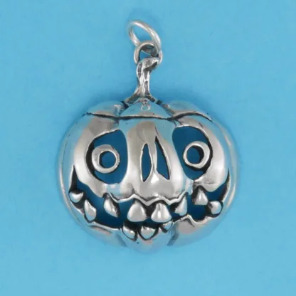 Microsculptures 0474 Jack O'Lantern Silver Pendant