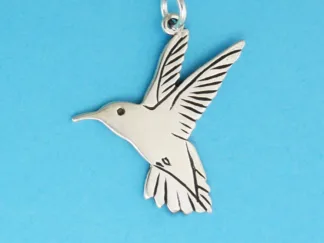 Microsculptures 0480 Hovering Hummingbird Silver Charm