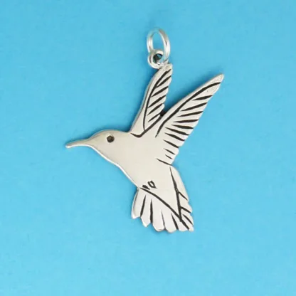 Microsculptures 0480 Hovering Hummingbird Silver Charm