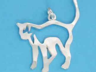 Microsculptures 0487 Landing Cat Silver Charm