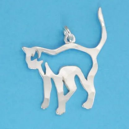 Microsculptures 0487 Landing Cat Silver Charm