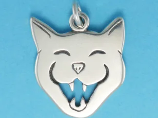 Microsculptures 0489 Laughing Cat Face Silver Charm