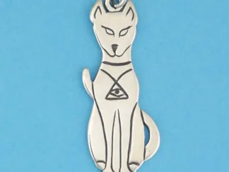 Microsculptures 0490 Egyptian Cat Silver Pendant