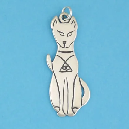Microsculptures 0490 Egyptian Cat Silver Pendant